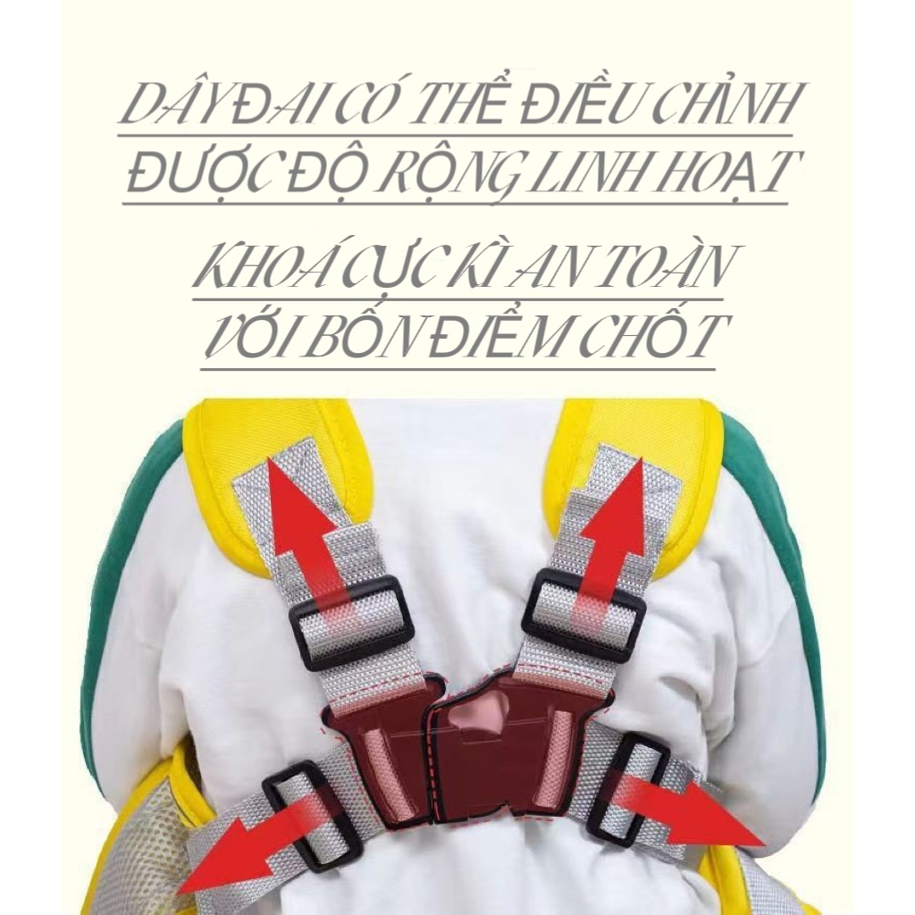 Đai đi xe máy cho bé 1-10 tuổi cố định bé an toàn trên xe hình đáng yêu - Hie en Store