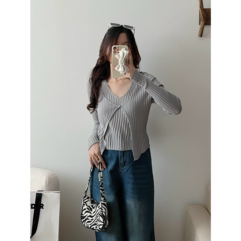 Áo Len Trơn Cách Điệu Yếm Cổ Quảng Châu, Full 5 Màu, Freesize Dưới 55kg