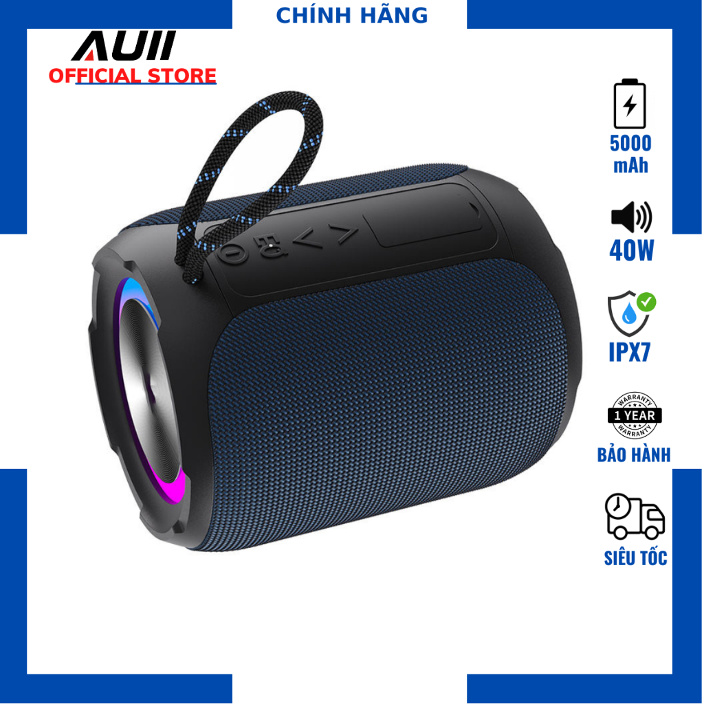 Loa Auii X5 Pro| Loa Bluetooth Mini Công suất 40W, Loa Bass Căng, Pin 5000mAh, Kháng nước IPX7 - Chính hãng, BH 12th
