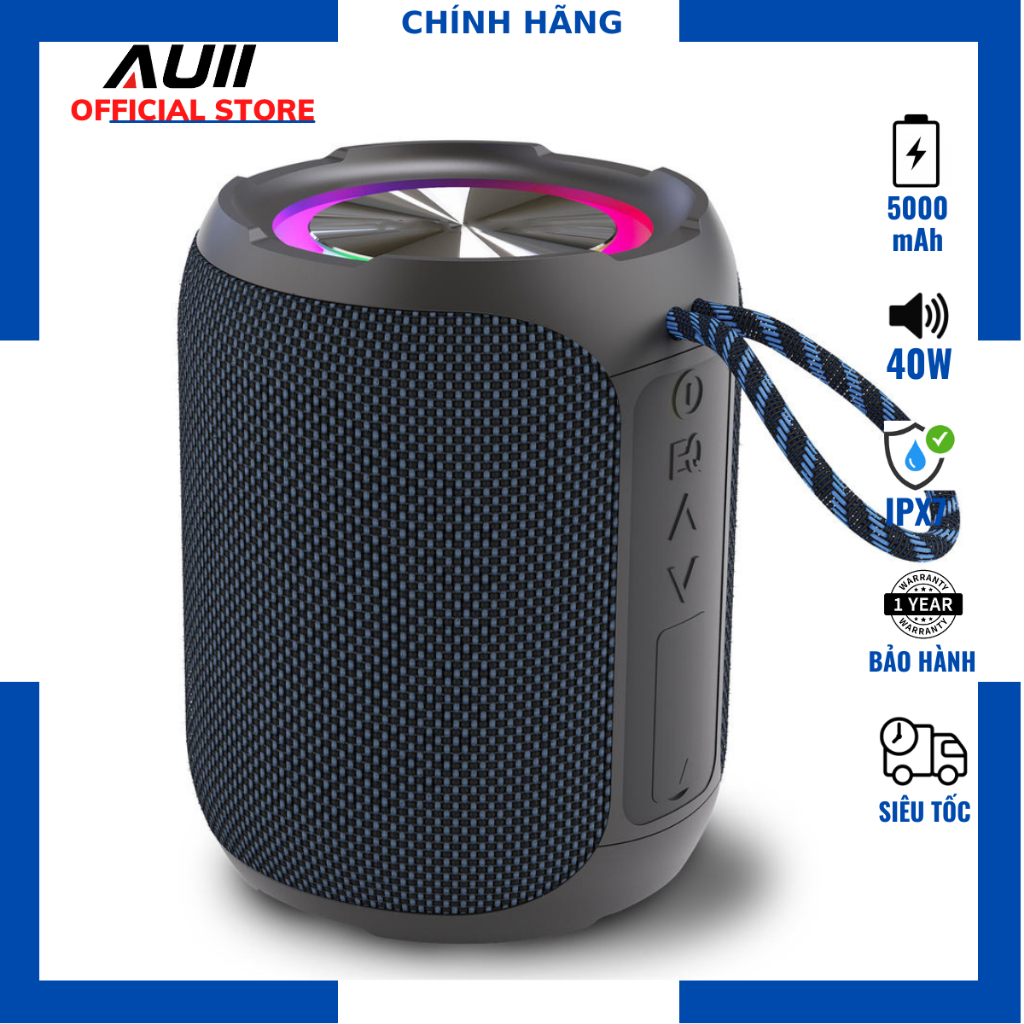 Loa Auii X5 Pro| Loa Bluetooth Mini Công suất 40W, Loa Bass Căng, Pin 5000mAh, Kháng nước IPX7 - Chính hãng, BH 12th