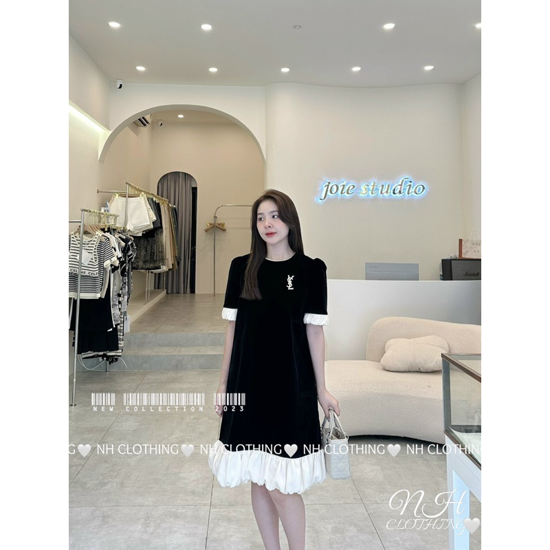 Váy nhung xuông kèm tag tiểu thư