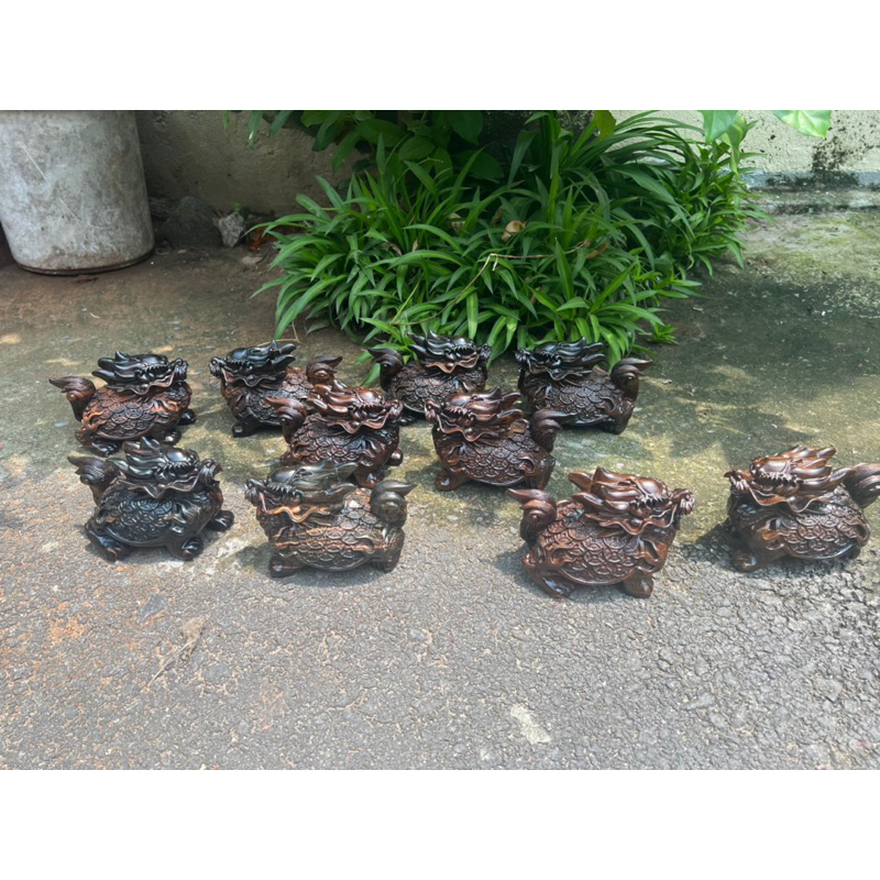 Cặp long quy gỗ mun hoa siêu đẹp