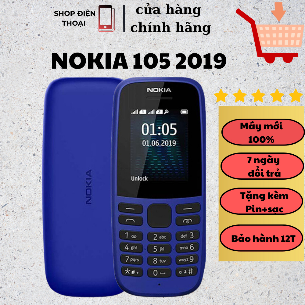 Điện Thoại Nghe Gọi Nokia 1O5 2 Sim Loa to Pin trâu Sóng khỏe - Fulbox