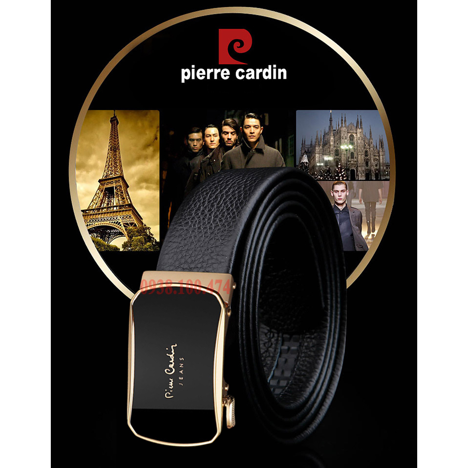 Thắt lưng da bò nam Pierre Cardin chính hãng dây da bò xịn khóa kéo tự động PCJ1017