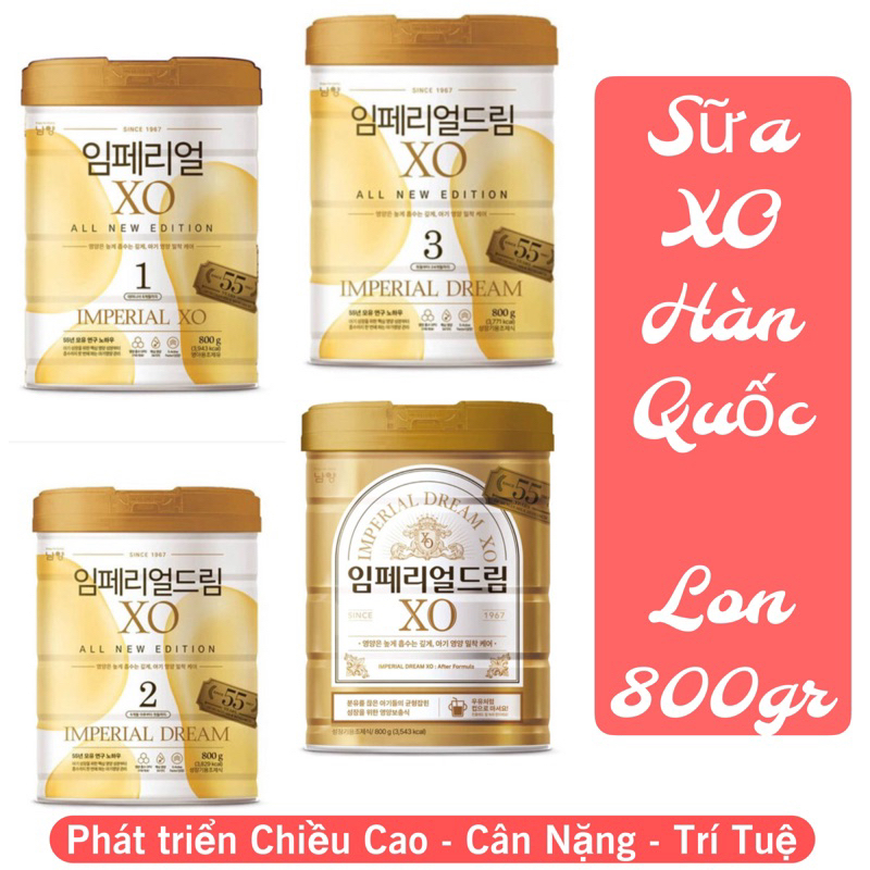 Sữa XO Namyang Hàn Quốc đủ số 1-2-3-4 lon 800gr date 6.2025