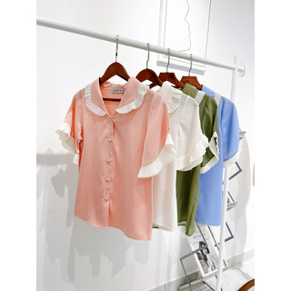 Jenny le - áo cổ phối xếp ly molin shirt jl187