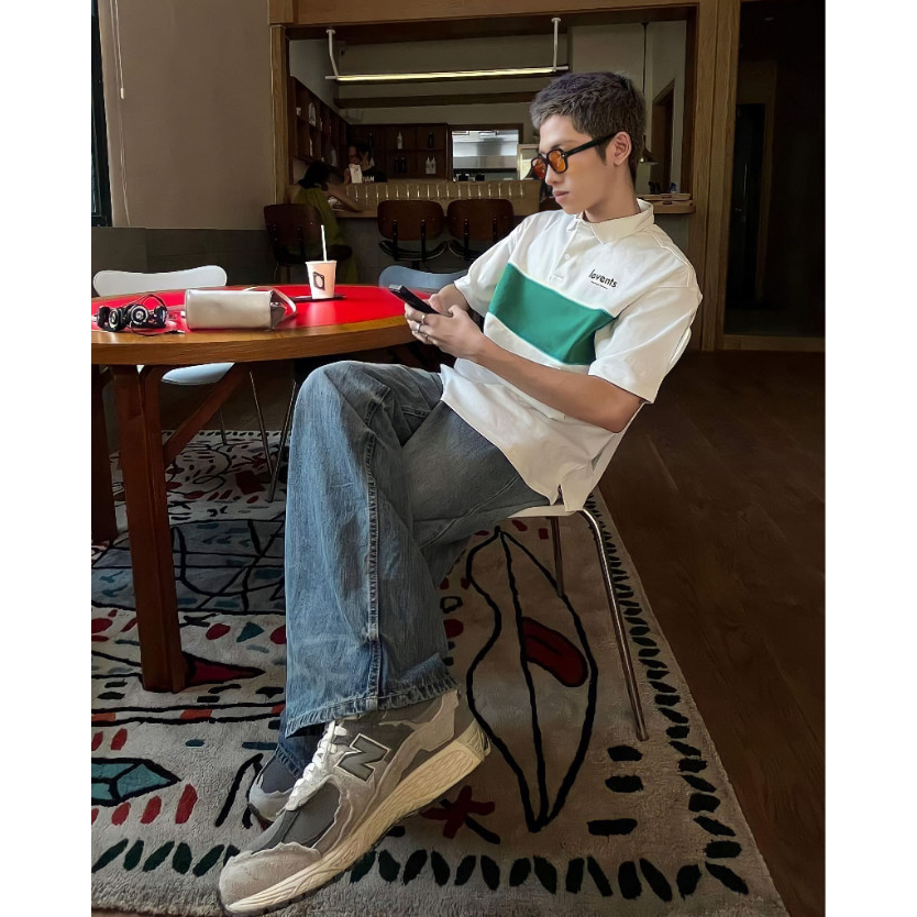 ÁO POLO IN CHỮ ,TRẮNG PHỐI XANH UNISEX TRẺ TRUNG