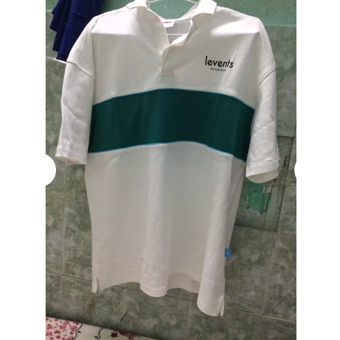 ÁO POLO IN CHỮ ,TRẮNG PHỐI XANH UNISEX TRẺ TRUNG