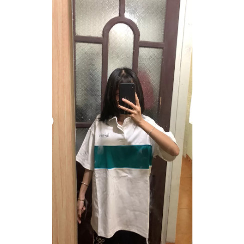 ÁO POLO IN CHỮ ,TRẮNG PHỐI XANH UNISEX TRẺ TRUNG