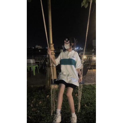 ÁO POLO IN CHỮ ,TRẮNG PHỐI XANH UNISEX TRẺ TRUNG