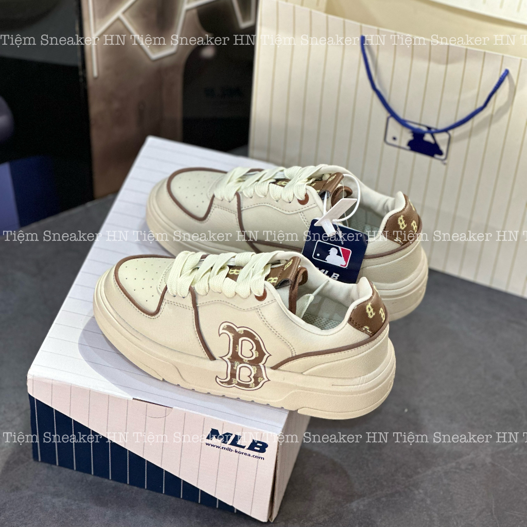 Giày Thể Thao MLB Chunky Liner Classic Monogram Brown,Giày Sneaker MLB Nâu Kem