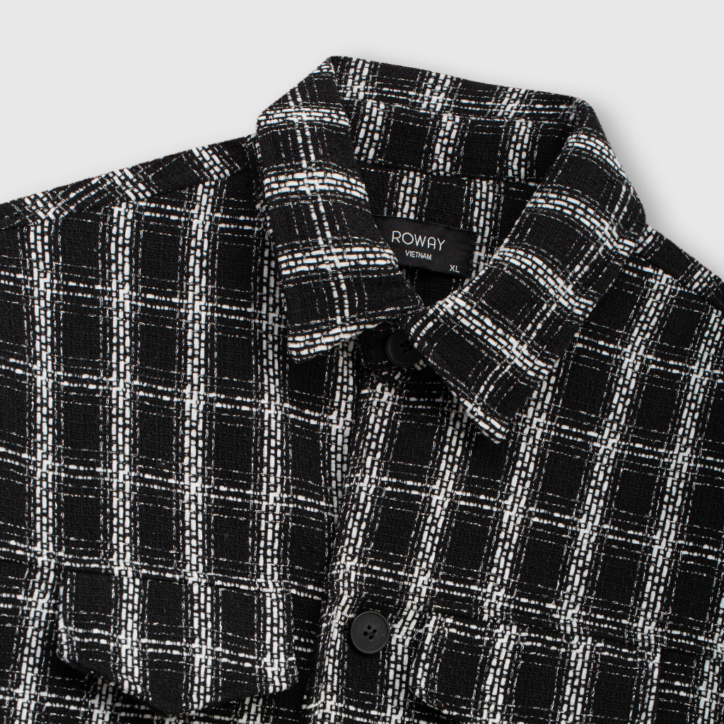 Áo khoác ROWAY chất liệu dạ tweed cao cấp | Dạ ô đen