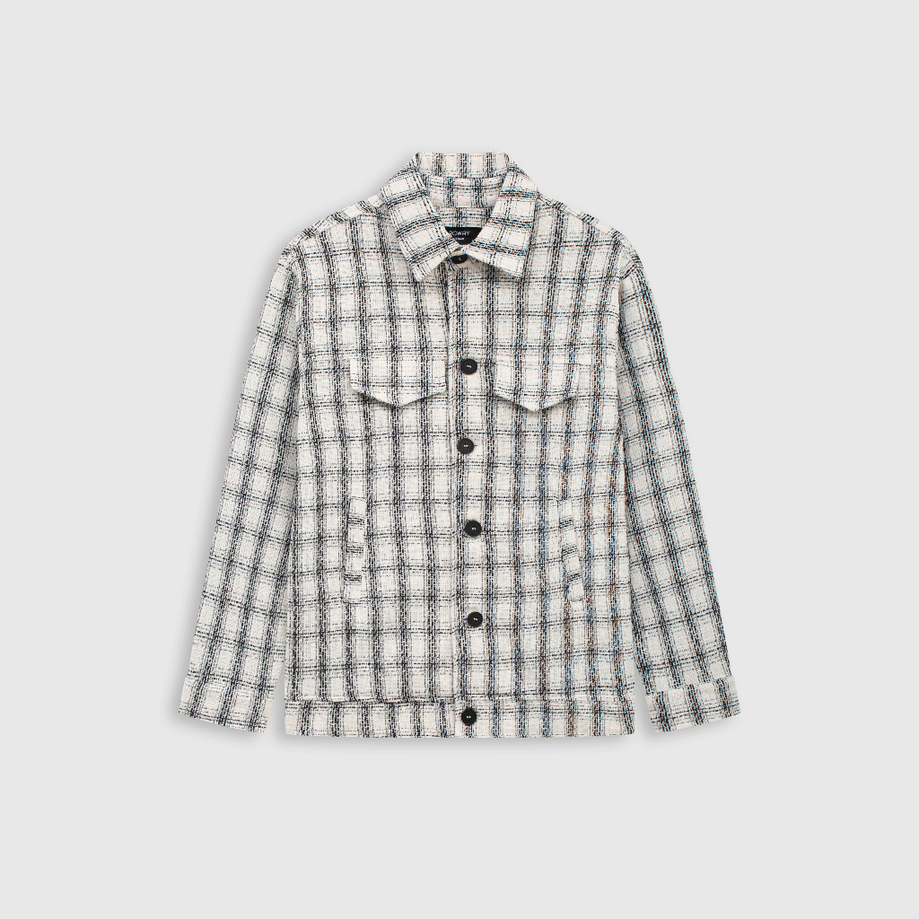 Áo khoác ROWAY chất liệu dạ tweed cao cấp | Dạ ô trắng