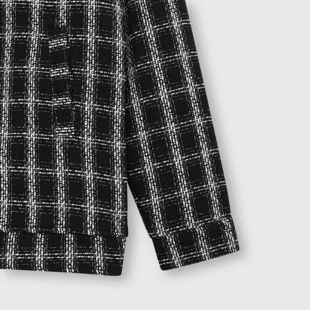 Áo khoác ROWAY chất liệu dạ tweed cao cấp | Dạ ô đen