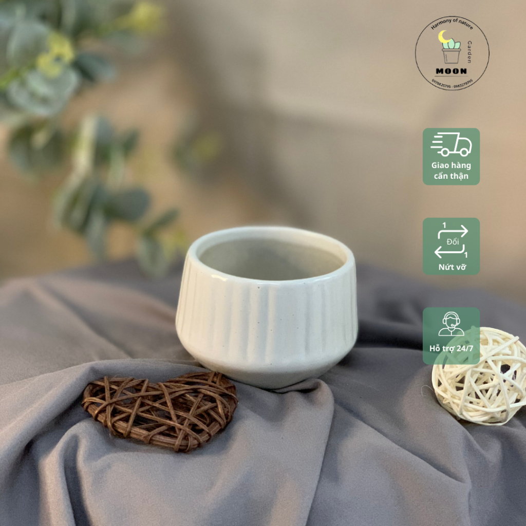 [Giá sỉ] Chậu gốm-sứ Bát Tràng 8x8x8 cm - Chậu trồng cây cảnh và sen đá