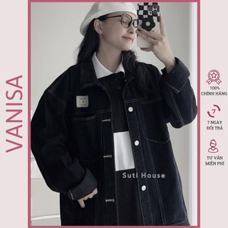 Áo khoác jean ngoài nữ đen xanh bigisze form rộng dài tay 2 túi trước ulzzang VANISA KD007
