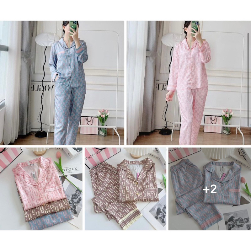 Bộ Pyjama lụa Vic hoạ tiết Vi