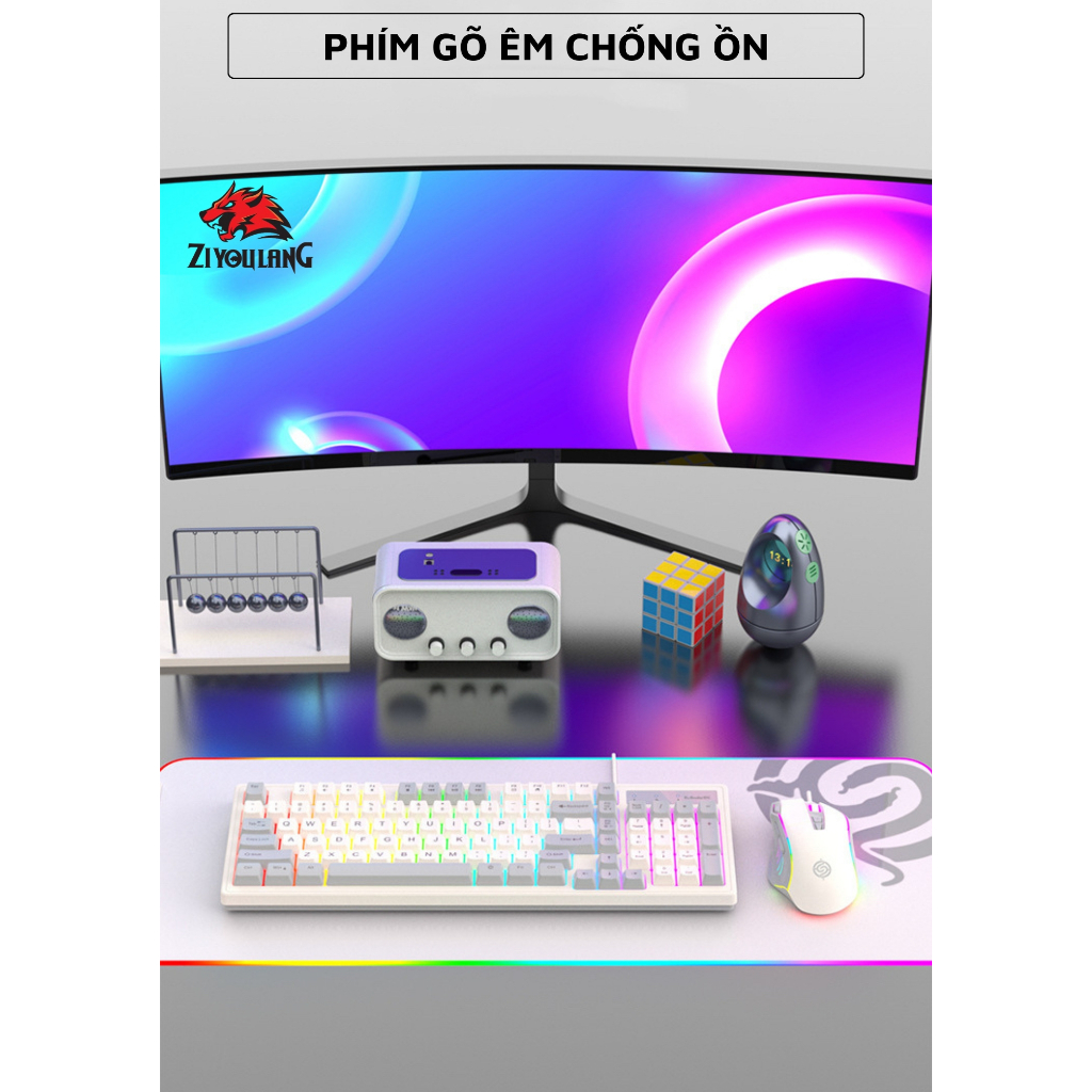 Bộ Bàn Phím Giả Cơ Gaming Cao Cấp ZiyouLang Km800 LED PRO Gõ Êm, Chơi Game Máy Tính Esport
