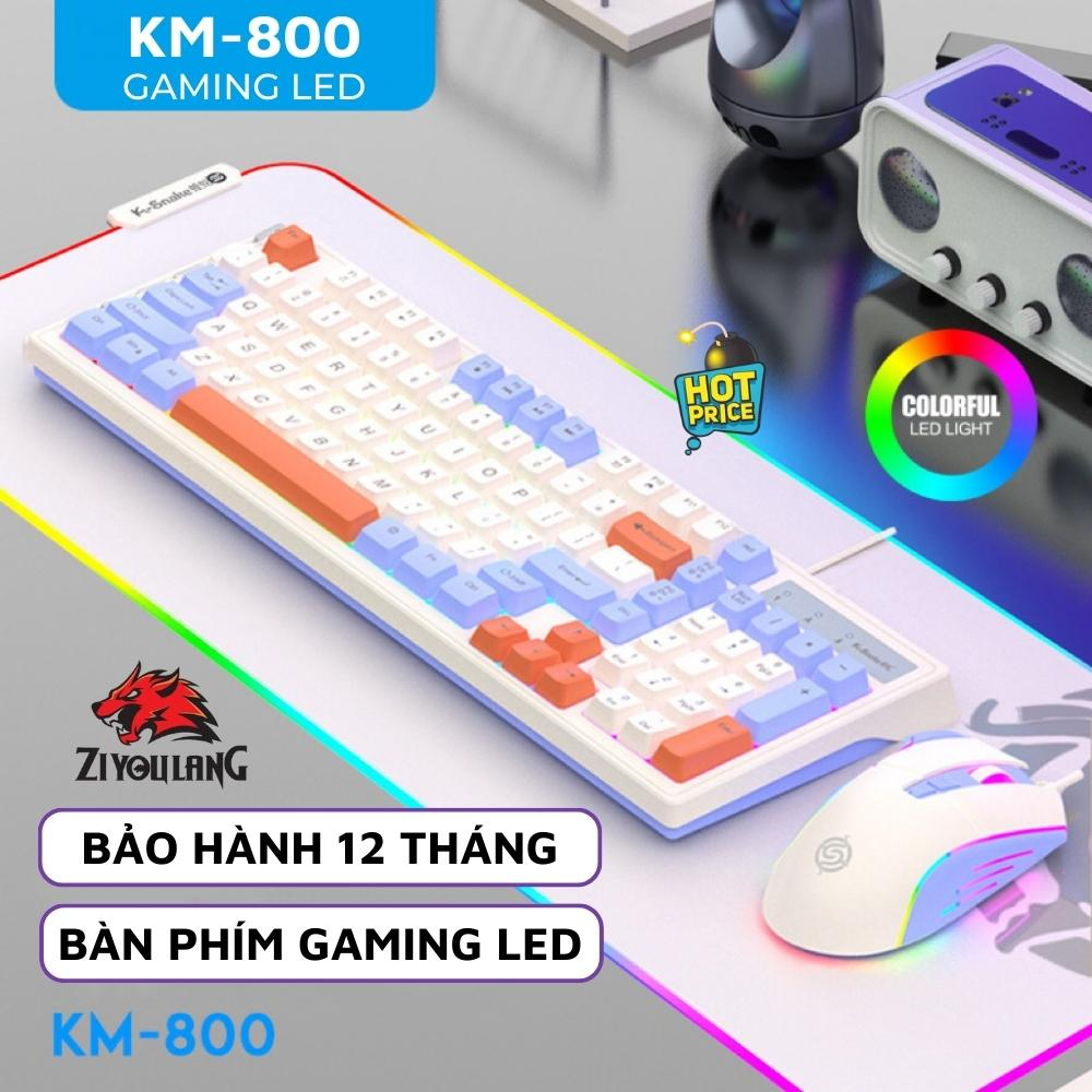 Bộ Bàn Phím Giả Cơ Gaming Cao Cấp ZiyouLang Km800 LED PRO Gõ Êm, Chơi Game Máy Tính Esport
