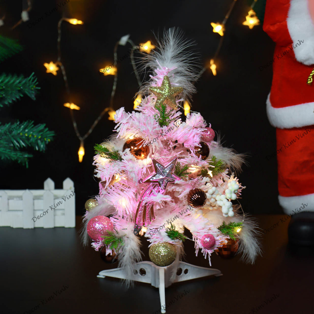Cây Thông Nhí TH07 Cây Thông Hồng Trang Trí Giáng Sinh Cây Thông Noel Kèm đèn