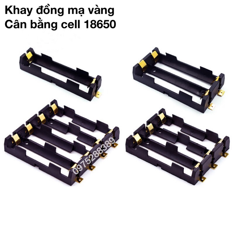 Khay đồng mạ vàng cân bằng cell 18650 cao cấp