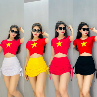 Sét bộ sao vàng áo croptop, sét bộ thể thao sao vàng, đồ tập sao vàng
