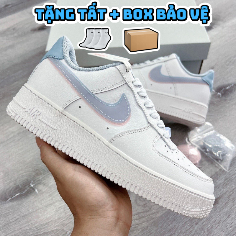 Giày af1 lv8 Air Force 1 Low Double Swoosh Light Armory Blue, Giày AF1 Xanh Hồng Cho Nữcao cấp  Full Bill Box