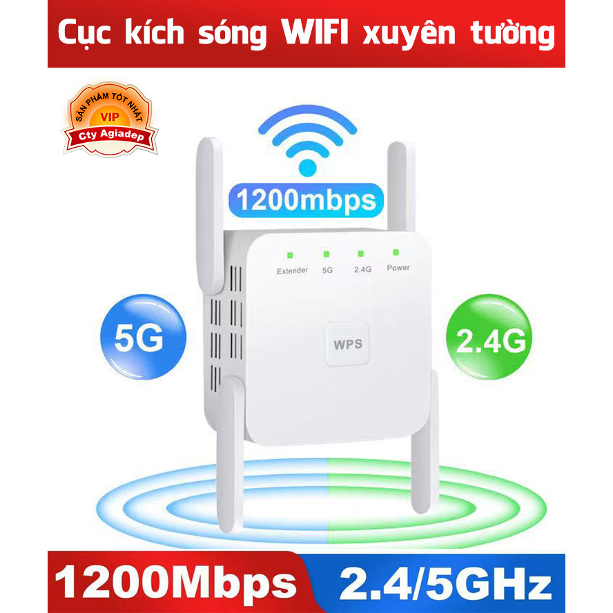 Bộ kích sóng wifi 5G 2.4G siêu xịn 4 râu cho nhà cao tầng, khách sạn, nhà nghỉ AC1200M