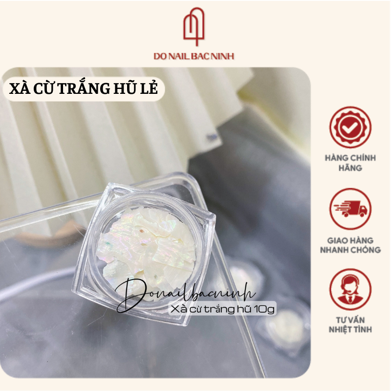 Xà cừ trắng siêu mỏng ẩn móng, xà cừ nail trang trí hũ lẻ 10g