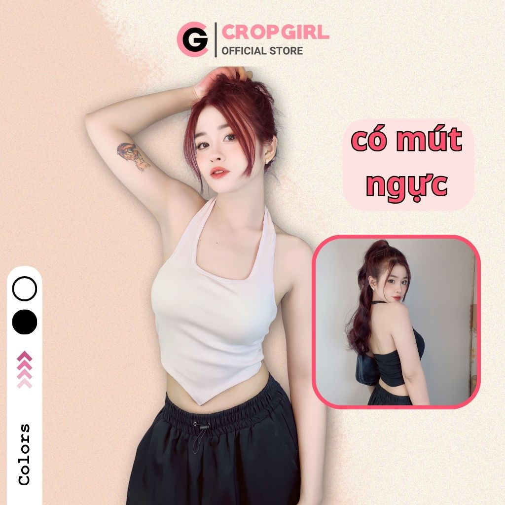 Áo yếm hở lưng nữ có mút ngực CROPGIRL thiết kế vạt nhọn hack eo dáng áo croptop ôm body tôn dáng chất vải mềm mại C20