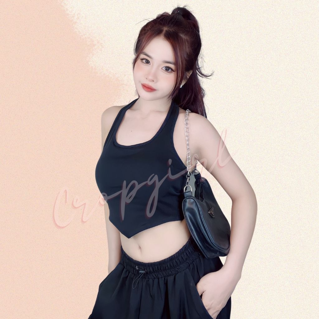 Áo yếm hở lưng nữ có mút ngực CROPGIRL thiết kế vạt nhọn hack eo dáng áo croptop ôm body tôn dáng chất vải mềm mại C20 | BigBuy360 - bigbuy360.vn