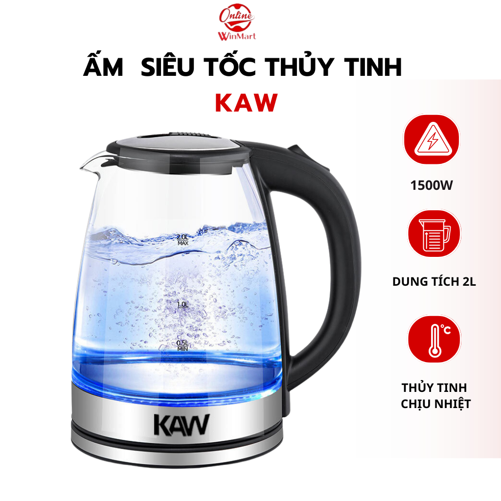 Ấm siêu tốc thủy tinh BOSINGWA - SEKA ,KAW ấm đun nước công suất lớn