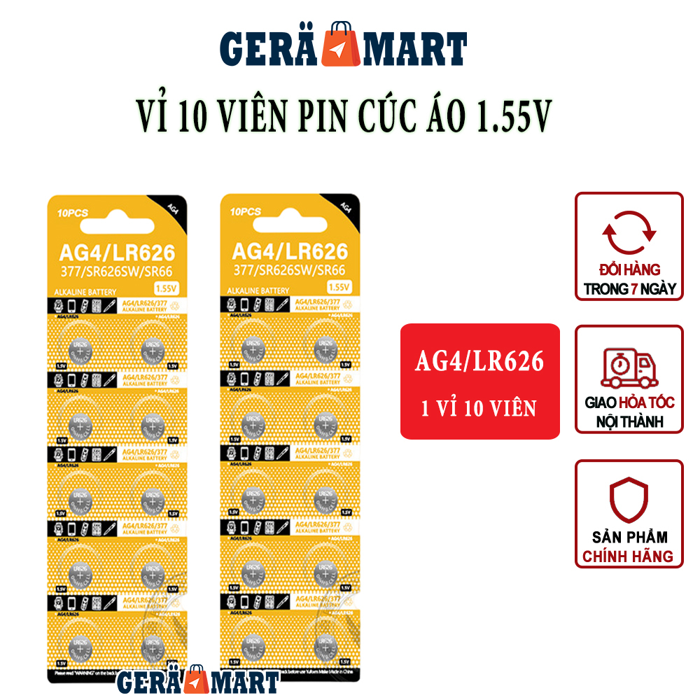 Pin cúc áo AG1/LR621 AG3/LR41 AG4/LR626 AG5/LR754 AG6/LR920 AG10/LR1130 AG13/LR44 điện áp 1.55V