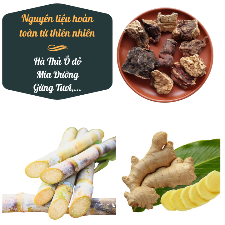 Đường Mía Hà Thủ Ô Nguyên Liệu Hoàn Từ Thiên Nhiên, Đường Nâu Tinh Luyện Giúp Đen Tóc Đẹp Da