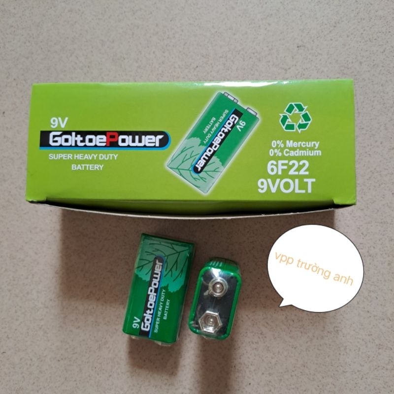 Hộp 10 viên pin vuông 9v hàng chất lượng cao