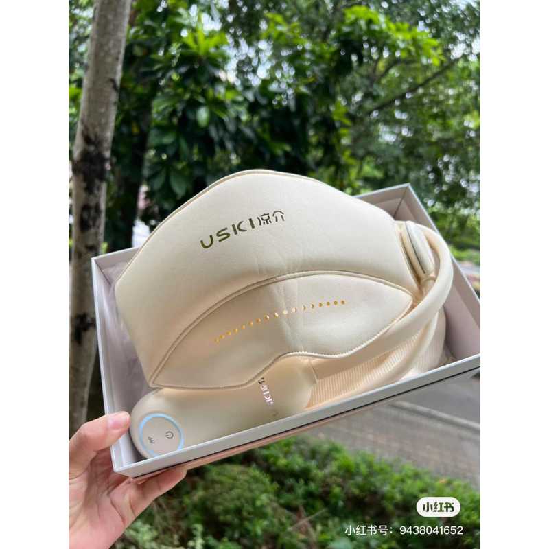 CHÍNH HÃNG - MŨ MASSAGE ĐẦU GÁY MẮT USKI CAO CẤP - CÁO ĐEO NƠ
