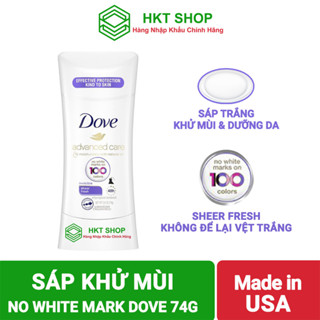 Lăn khử mùi nữ Dove dạng sáp không để lại vệt (No White Mark) Sheer Fresh 74g - HKT Shop
