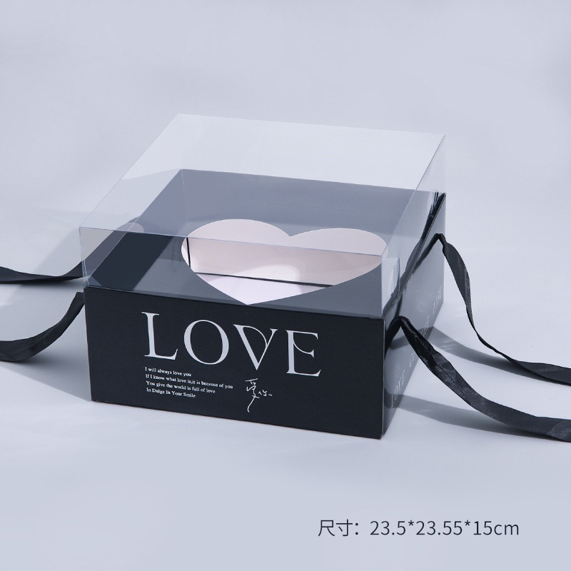 VỎ HỘP GIẤY HÌNH TIM NẮP MICA QUAI XÁCH