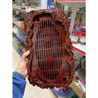Khay trà giả gỗ, khay trà tùng hạc điêu khắc giả gỗ cực đẹp và sang trọng, khay trà nhựa giả gỗ sang trọng minh hải