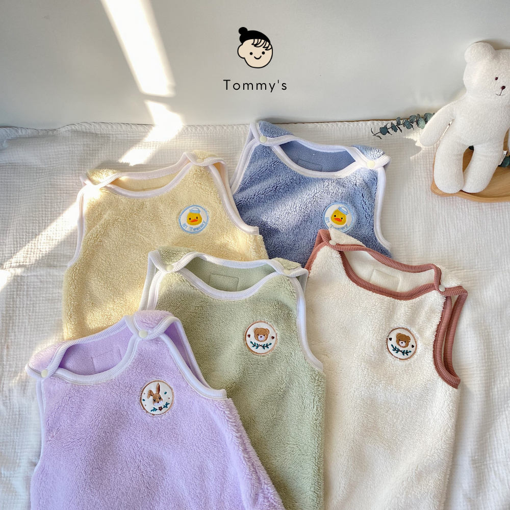 Túi Ngủ Cộc Hở Chân Nỉ Lông Mùa Đông Cho Bé Trai Bé Gái Tommy House