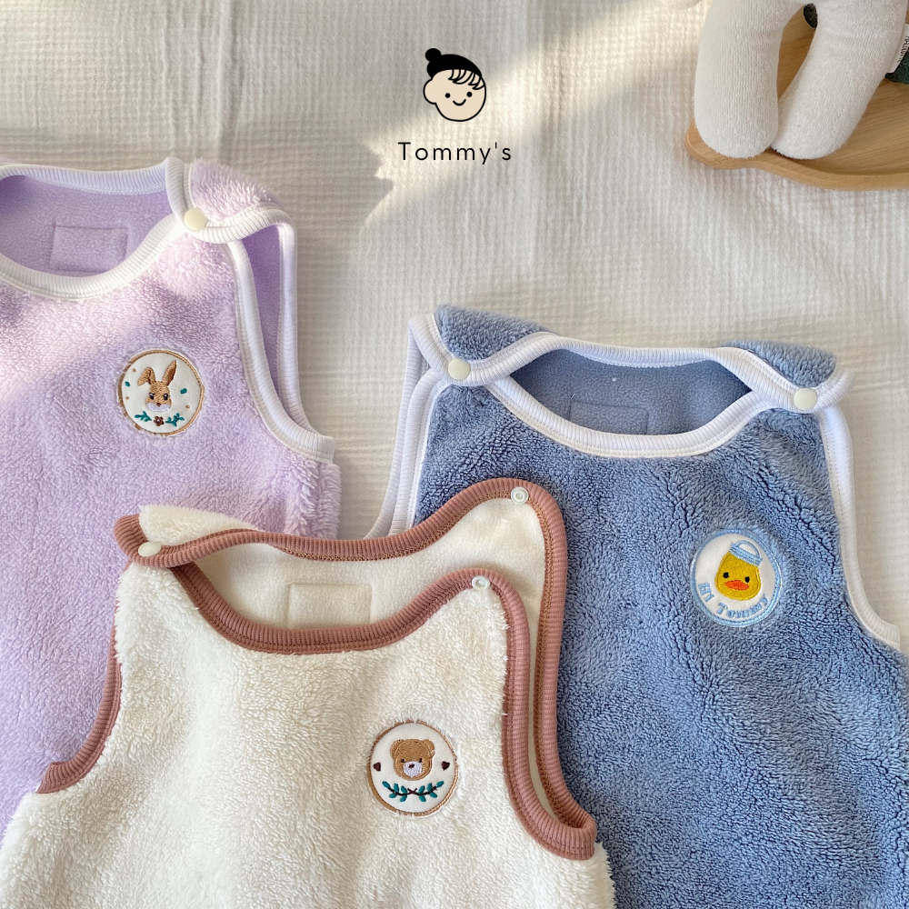 Túi Ngủ Cộc Hở Chân Nỉ Lông Mùa Đông Cho Bé Trai Bé Gái Tommy House