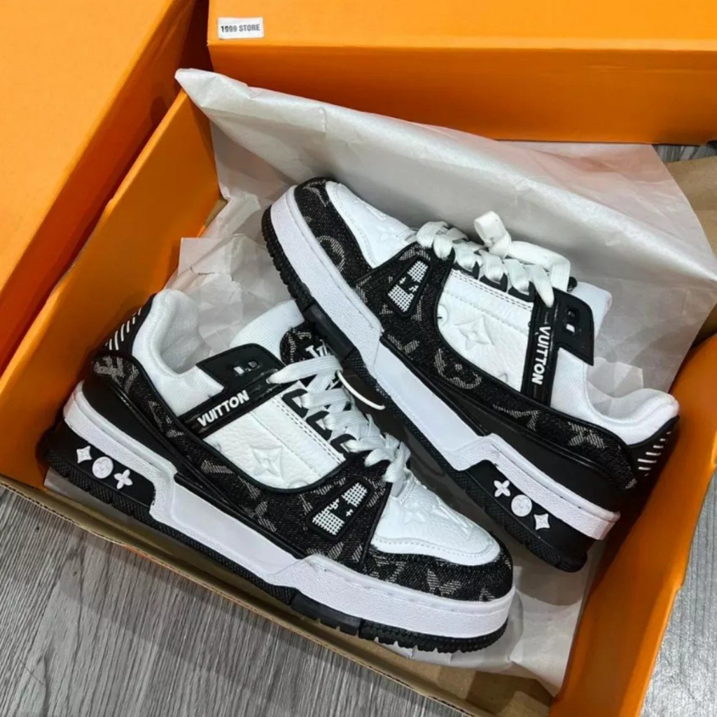 Giày Thể Thao LV Louis Vuitton Trainer Black White Nam Nữ, Giày LV Đỏ, lv Đen, lv xanh than Các Màu Hót Siêu Chất