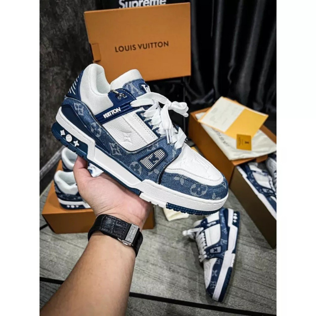 Giày Thể Thao LV Louis Vuitton Trainer Black White Nam Nữ, Giày LV Đỏ, lv Đen, lv xanh than Các Màu Hót Siêu Chất