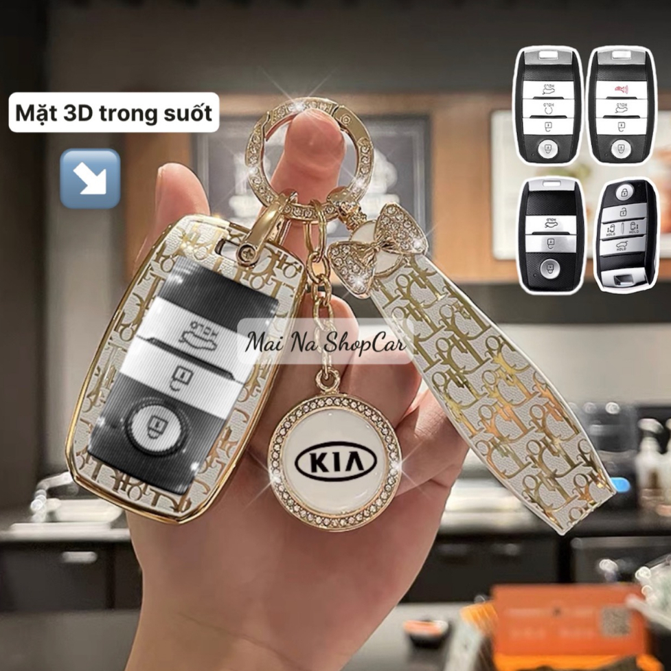 Ốp chìa khoá Kia - K3 , Kia Morning - Soluto - Seltos - Sonet - Cerato 2014-2018 - TPU DIOR Mạ Vàng Cao Cấp