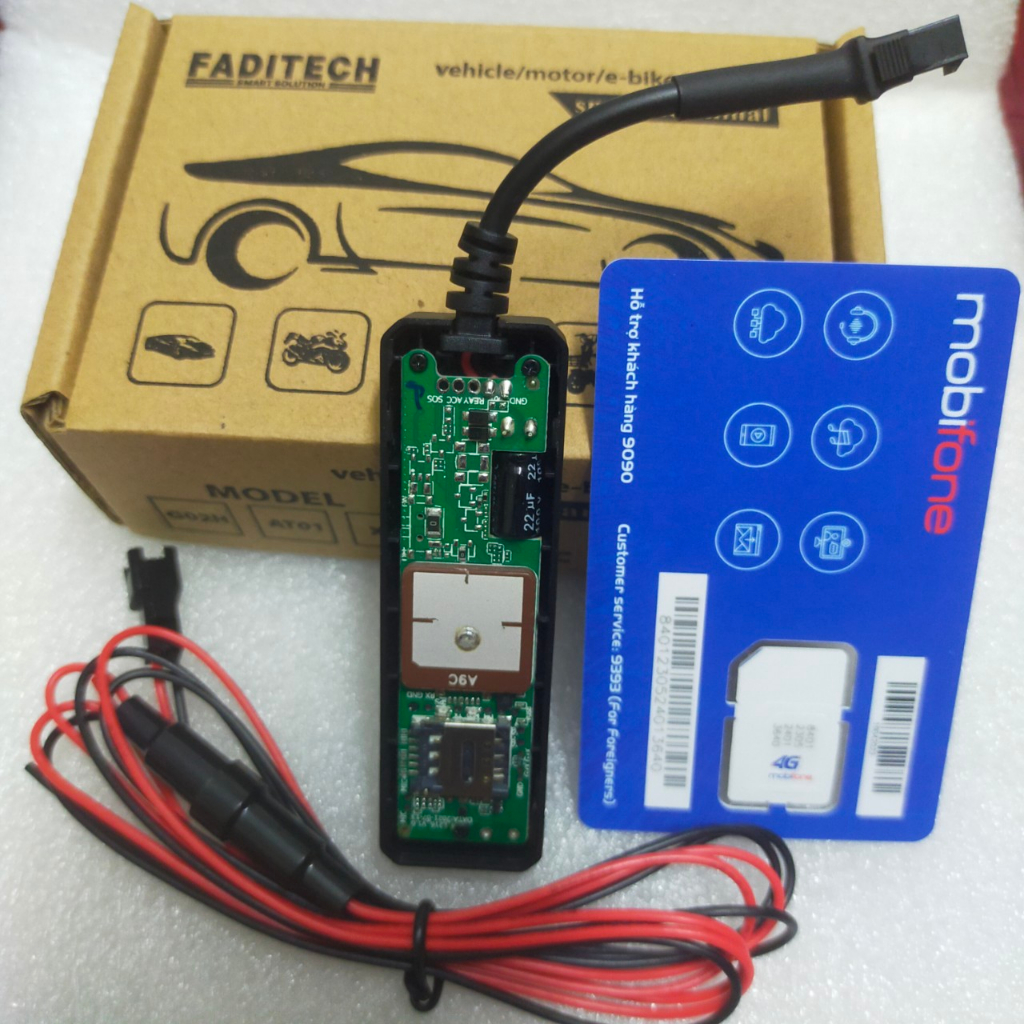 Định vị xe máy FADITECH, Model FD-AT01 - thiết bị định vị xe máy ô tô xe đạp điện, có dây đấu vào acquy giá rẻ