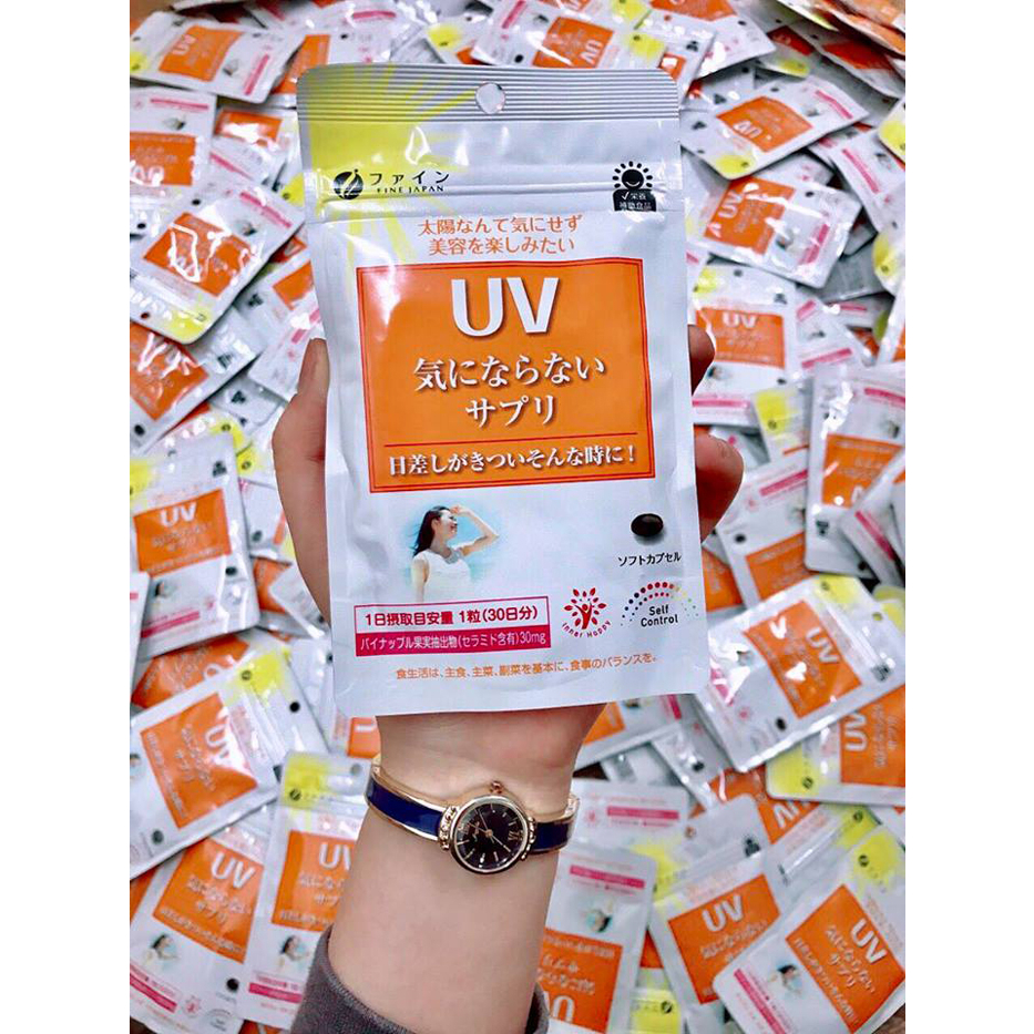 Viên Uống UV Plus hỗ trợ chống Nắng Fine Japan Nhật Bản túi 30 viên VÀ 45V