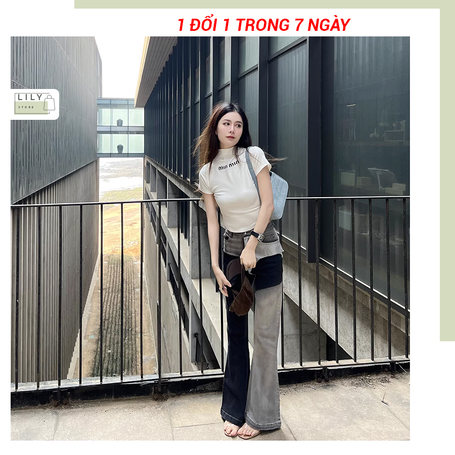 Áo croptop nữ cổ cao LILY, vải bozip co giãn 4 chiều ôm body tôn dáng in hình họa tiết CRT25