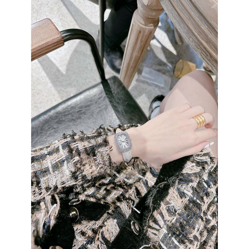 BUGI dây da trơn bóng viền đá