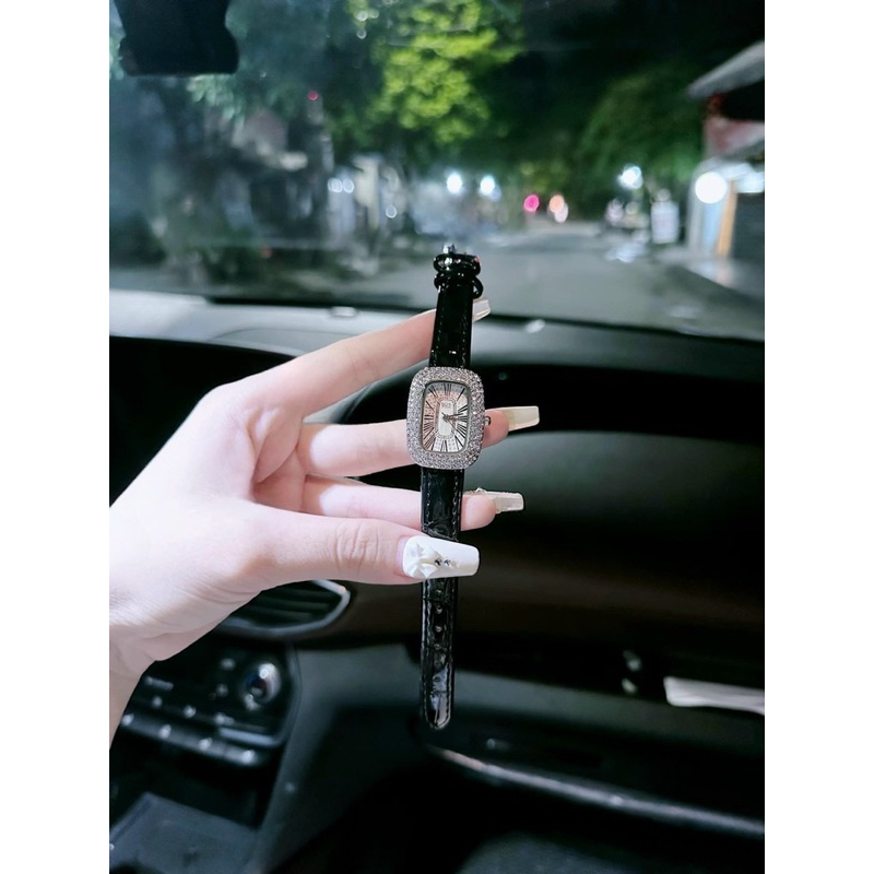 BUGI dây da trơn bóng viền đá