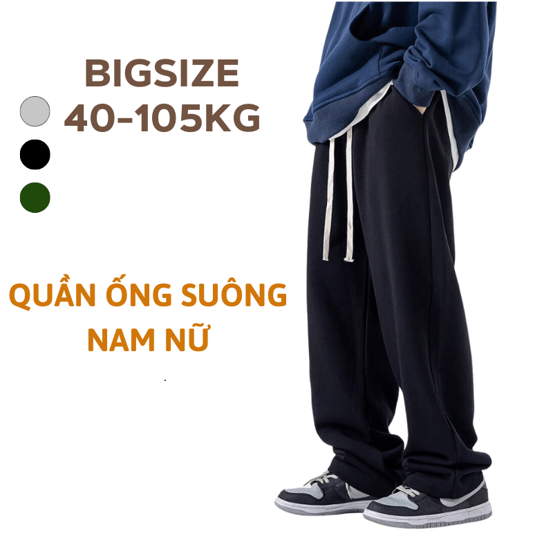 BIGSIZE 40-105kg Quần ống suông nam nữ Sói Store thun da cá co giãn